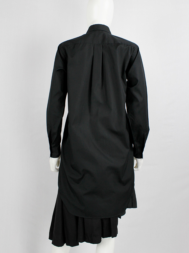 Comme des Garcons Comme black long shirt with torn strips hanging from the front AD 2020 (13)