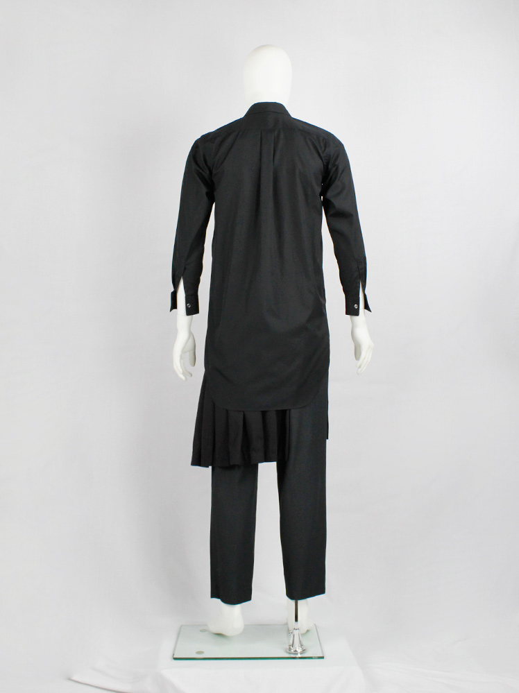 Comme des Garcons Comme black long shirt with torn strips hanging from the front AD 2020 (2)