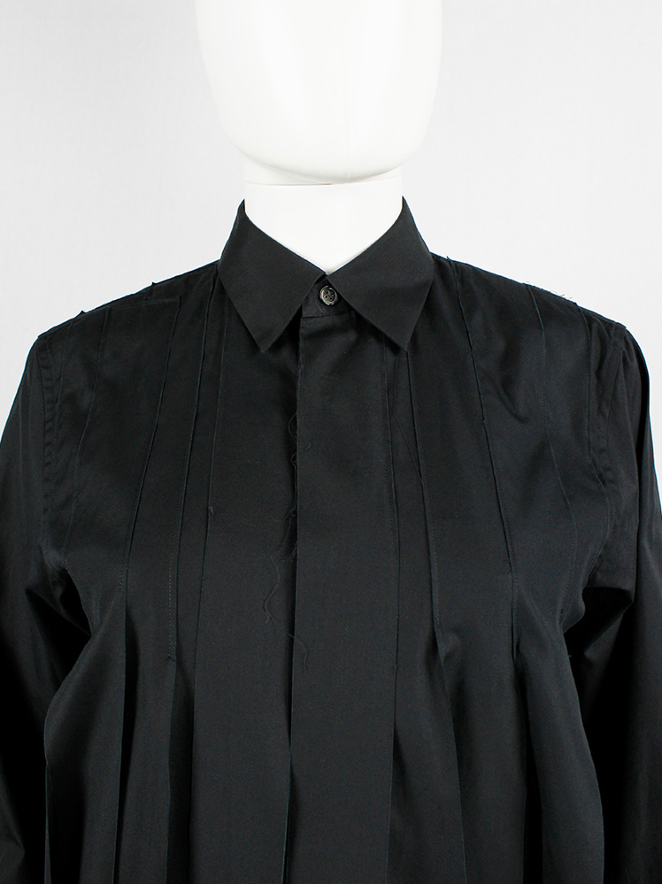 Comme des Garcons Comme black long shirt with torn strips hanging from the front AD 2020 (7)
