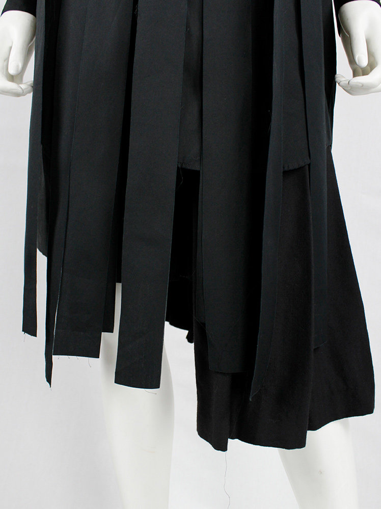 Comme des Garcons Comme black long shirt with torn strips hanging from the front AD 2020 (8)