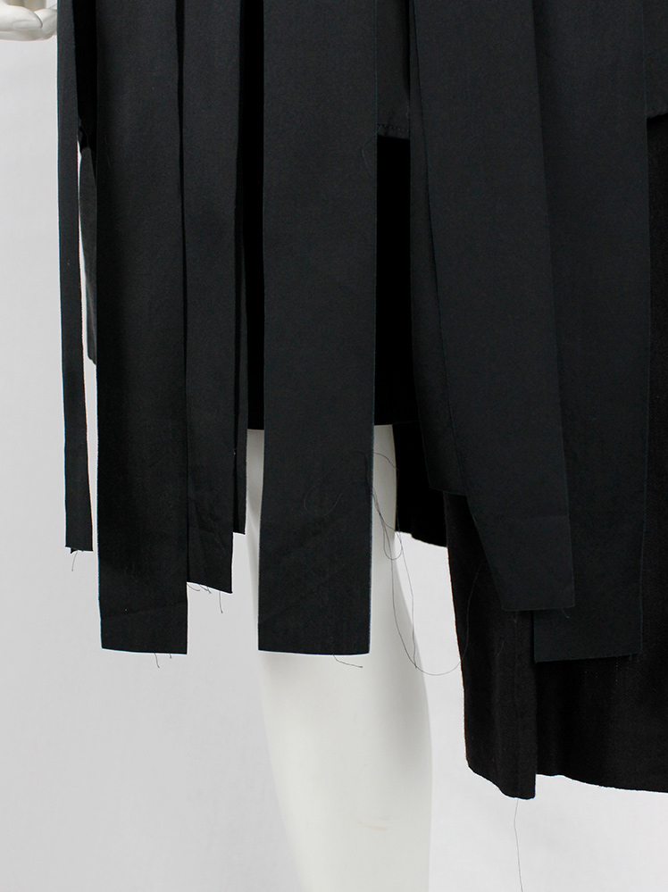 Comme des Garcons Comme black long shirt with torn strips hanging from the front AD 2020 (9)