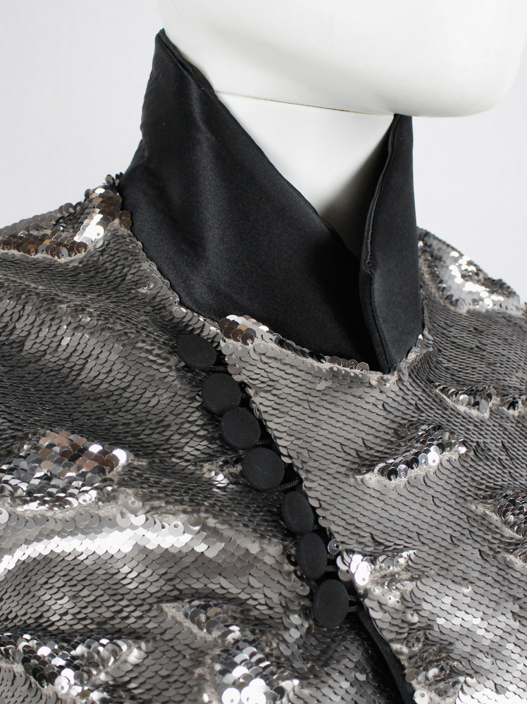 a f Vandevorst silver waistcoat with black wedding garment details spring 2017 (16)