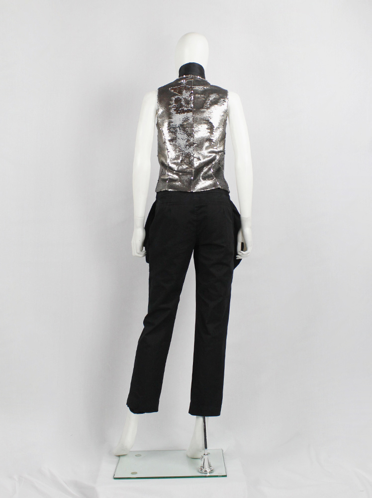 a f Vandevorst silver waistcoat with black wedding garment details spring 2017 (2)
