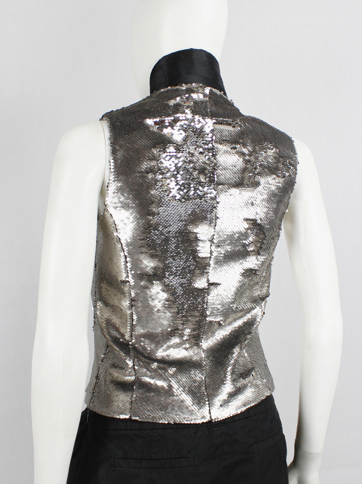 a f Vandevorst silver waistcoat with black wedding garment details spring 2017 (4)