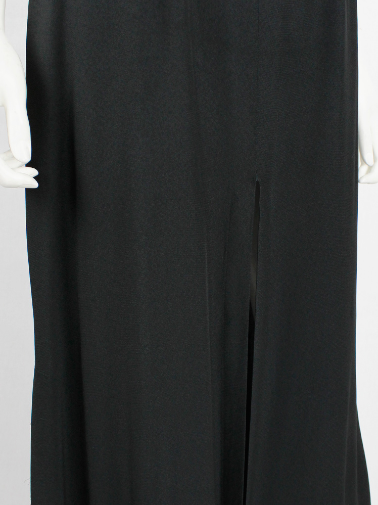 shop vintage Ann Demeulemeester black maxi dress with high front and back split spring 1995 90s (11)