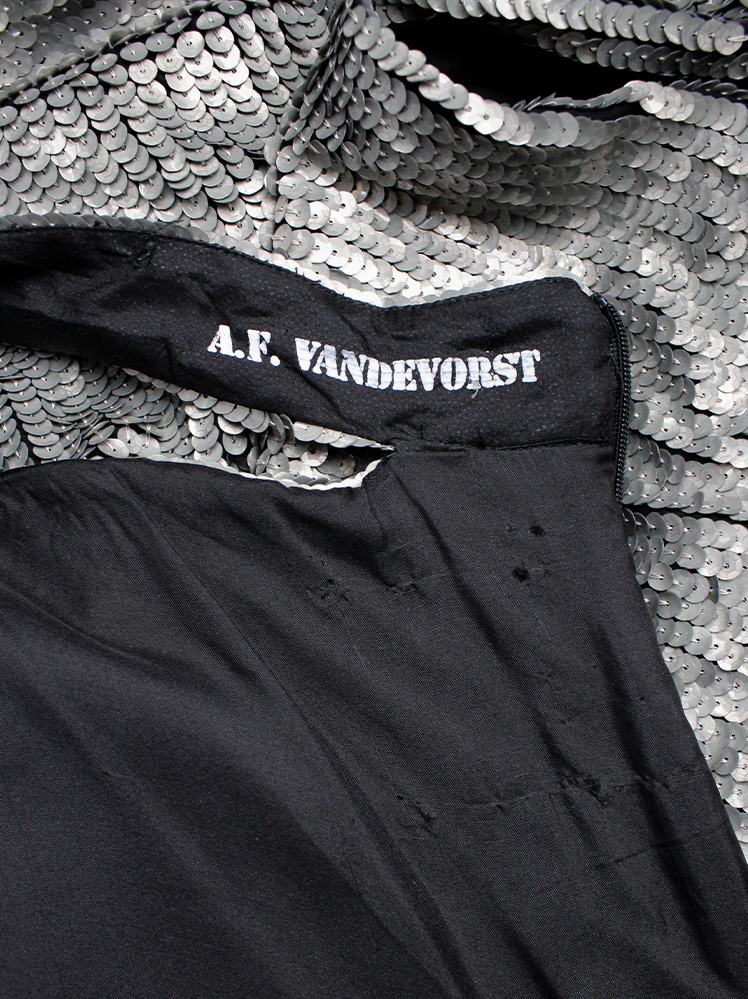 shop vintage a f vandevorst silver twisted skirt covered in sequins spring 2011 collection (17)
