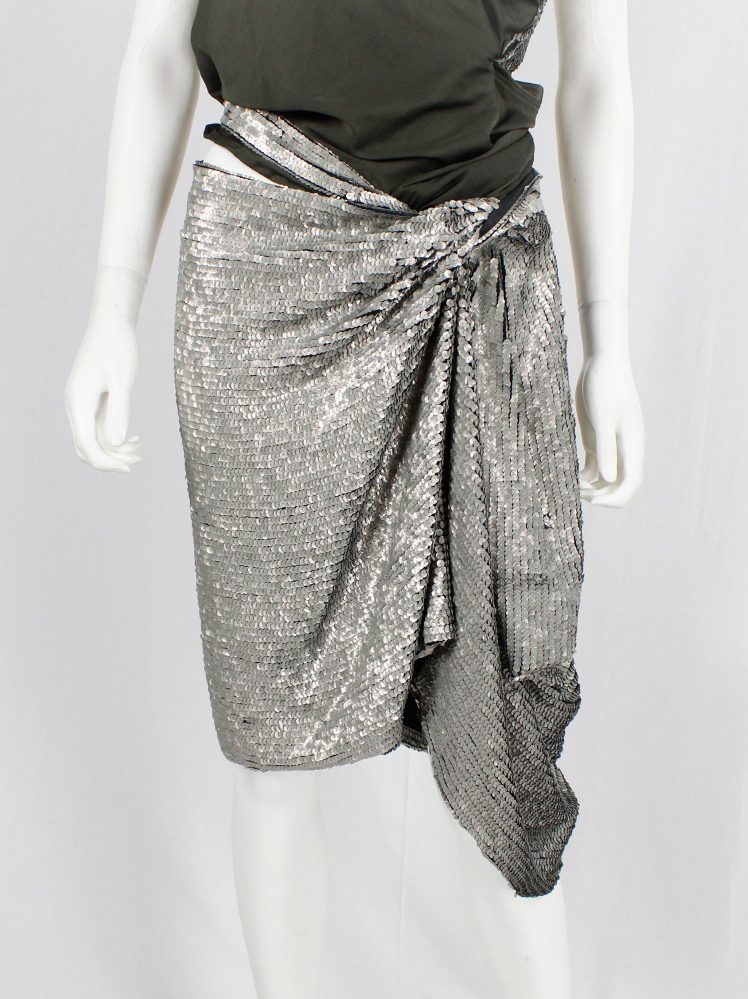 shop vintage a f vandevorst silver twisted skirt covered in sequins spring 2011 collection (2)