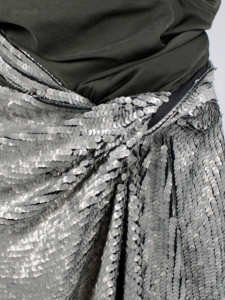 shop vintage a f vandevorst silver twisted skirt covered in sequins spring 2011 collection (3)