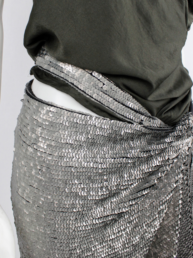 shop vintage a f vandevorst silver twisted skirt covered in sequins spring 2011 collection (4)