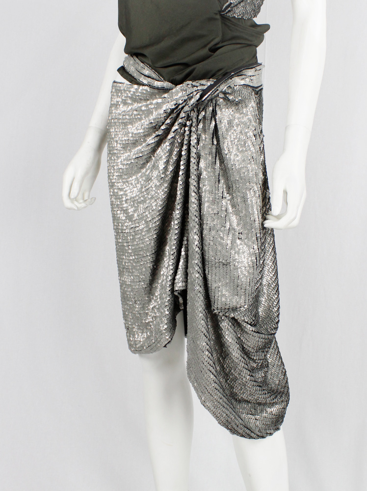 shop vintage a f vandevorst silver twisted skirt covered in sequins spring 2011 collection (6)