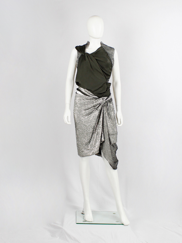 shop vintage a f vandevorst silver twisted skirt covered in sequins spring 2011 collection (8)