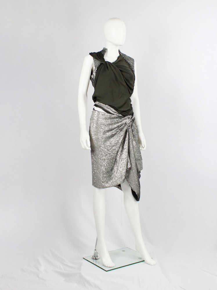 shop vintage a f vandevorst silver twisted skirt covered in sequins spring 2011 collection (9)