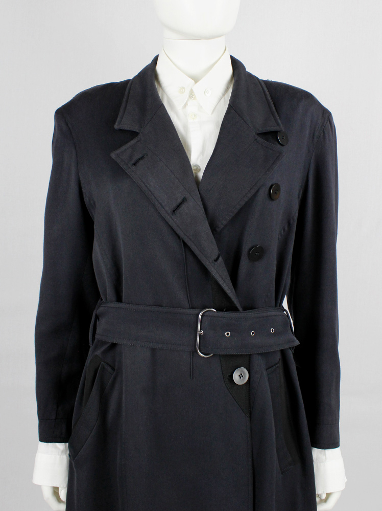 vintage 80s Ann Demeulemeester dark grey maxi coat with asymmetric button closure 1985 1986 1987 1988 (21)