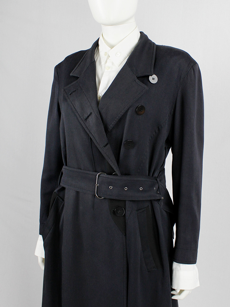 vintage 80s Ann Demeulemeester dark grey maxi coat with asymmetric button closure 1985 1986 1987 1988 (22)