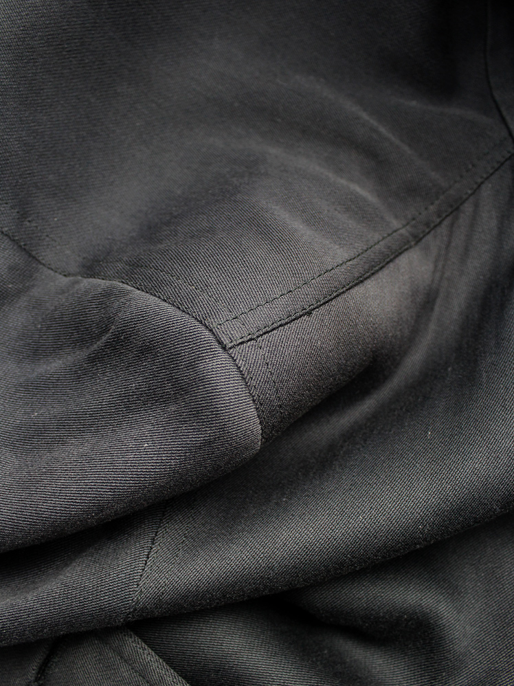 vintage 80s Ann Demeulemeester dark grey maxi coat with asymmetric button closure 1985 1986 1987 1988 (26)