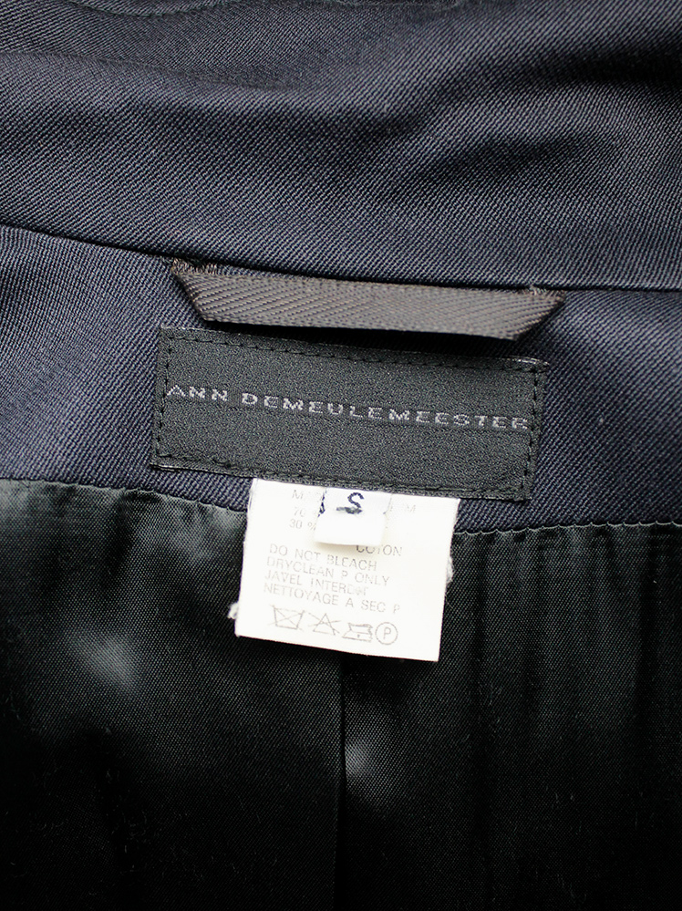 vintage 80s Ann Demeulemeester dark grey maxi coat with asymmetric button closure 1985 1986 1987 1988 (28)