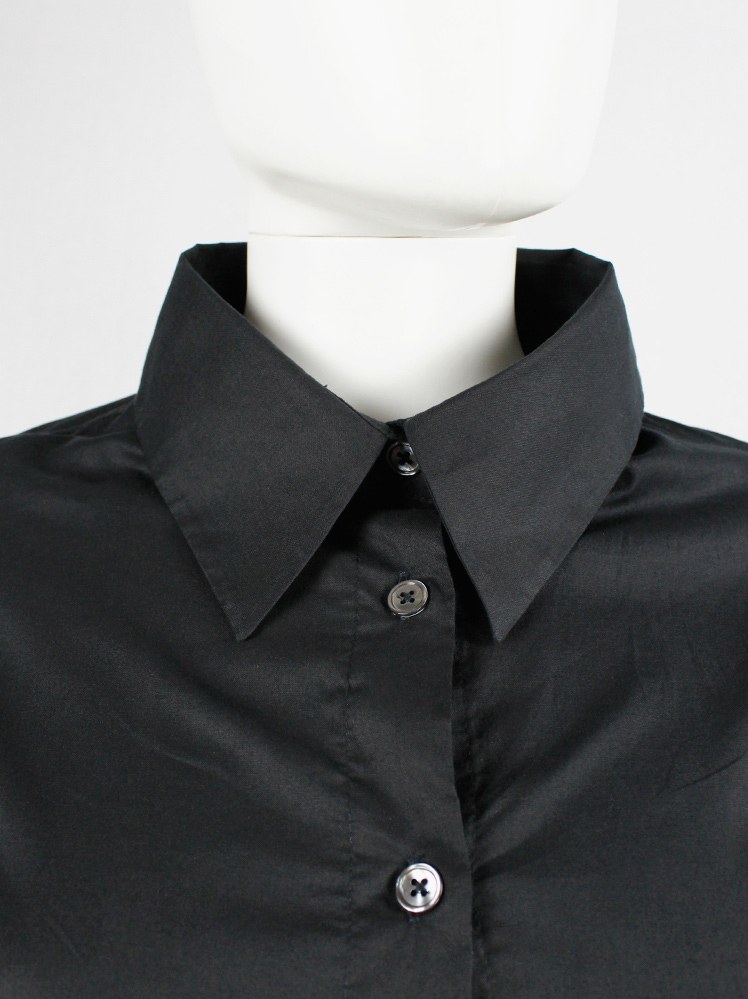 vintage Ann Demeulemeester black gathered shirt with belt strap and tall collar (7)