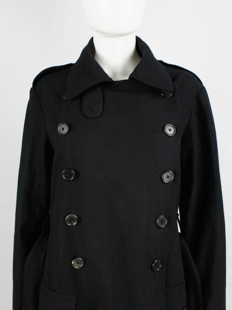 vintage Ann Demeulemeester black long coat with double breasted rows of buttons fall 2017 (10)