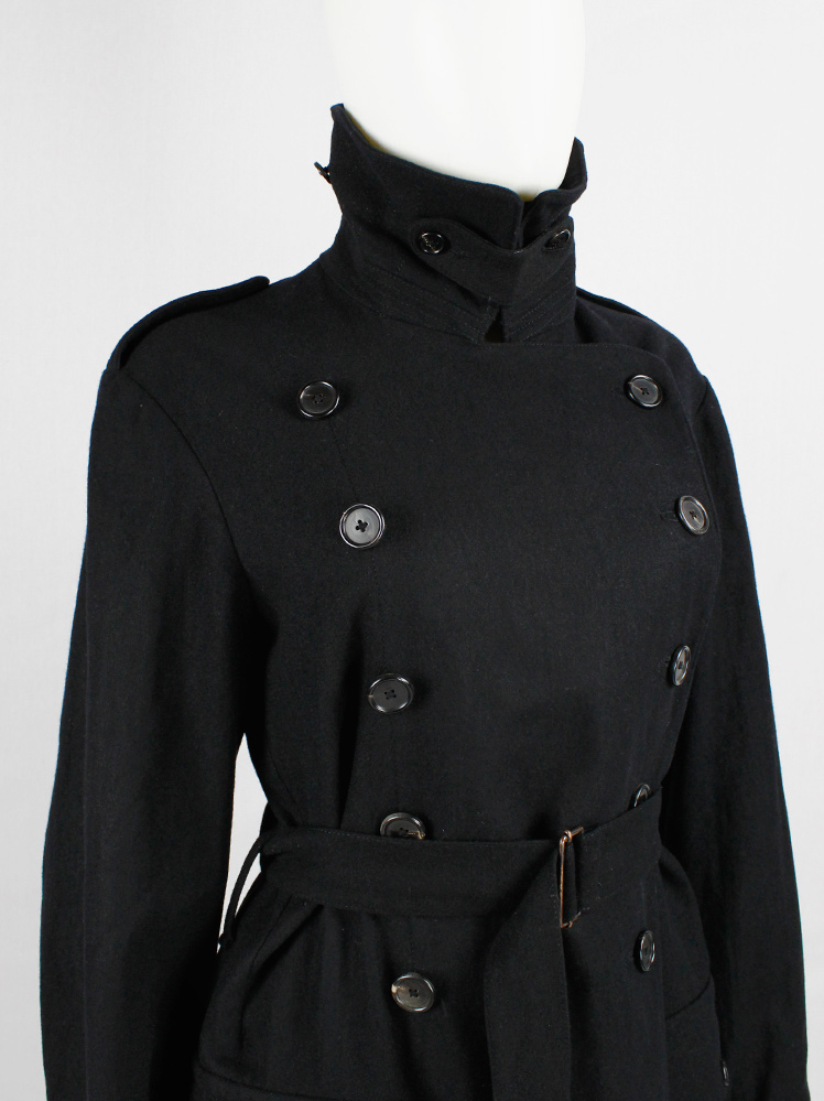 vintage Ann Demeulemeester black long coat with double breasted rows of buttons fall 2017 (16)