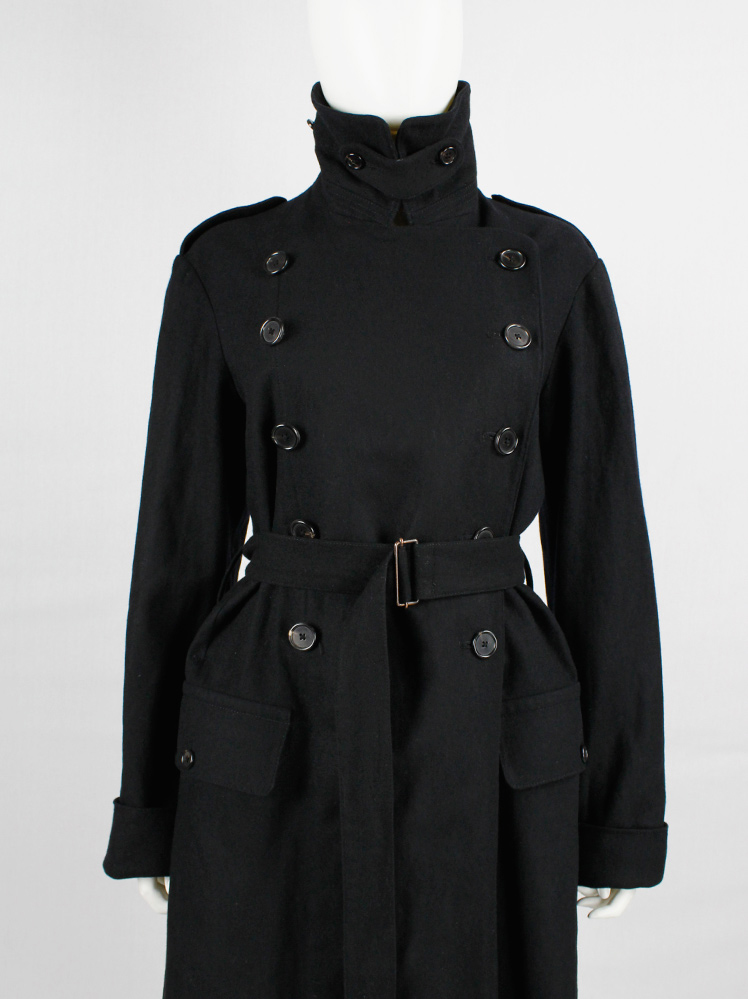 vintage Ann Demeulemeester black long coat with double breasted rows of buttons fall 2017 (18)