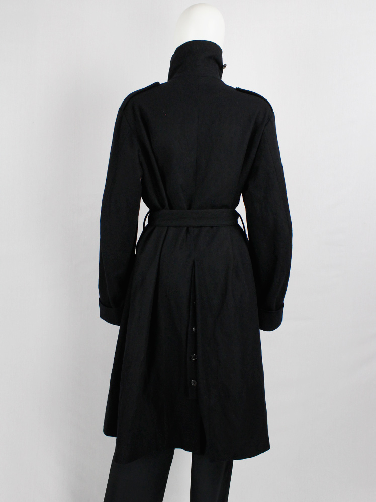 vintage Ann Demeulemeester black long coat with double breasted rows of buttons fall 2017 (20)