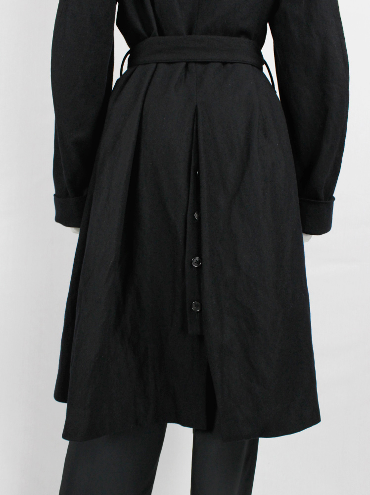 vintage Ann Demeulemeester black long coat with double breasted rows of buttons fall 2017 (21)