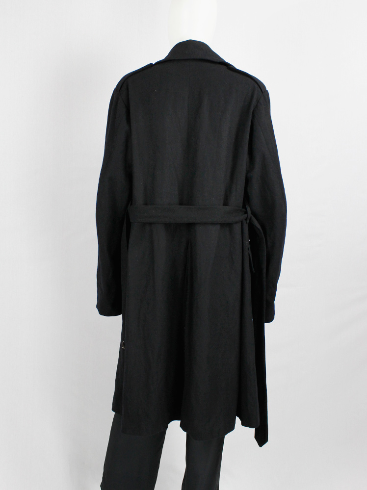 vintage Ann Demeulemeester black long coat with double breasted rows of buttons fall 2017 (22)