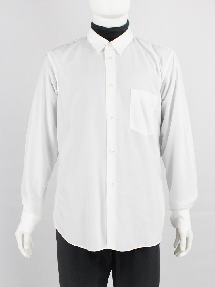 vintage Comme des Garcons Homme Plus white shirt cut open on the back with belt straps 2017 (1)