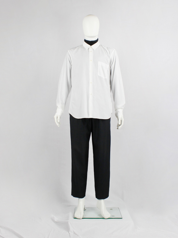 vintage Comme des Garcons Homme Plus white shirt cut open on the back with belt straps 2017 (5)