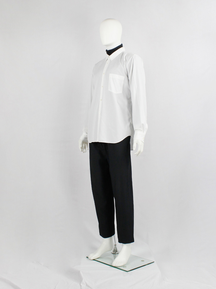 vintage Comme des Garcons Homme Plus white shirt cut open on the back with belt straps 2017 (6)