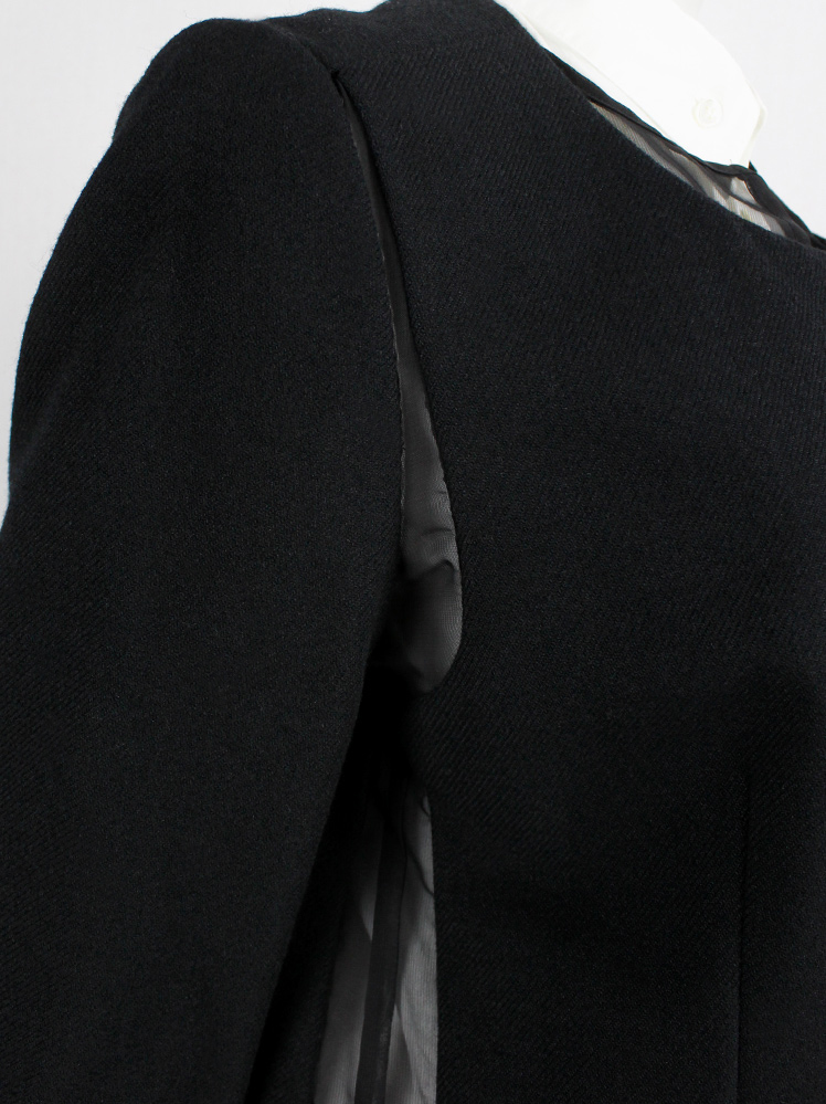 vintage Comme des Garcons dark blue deconstructed jacket with sheer mesh inserts fall 1997 (5)