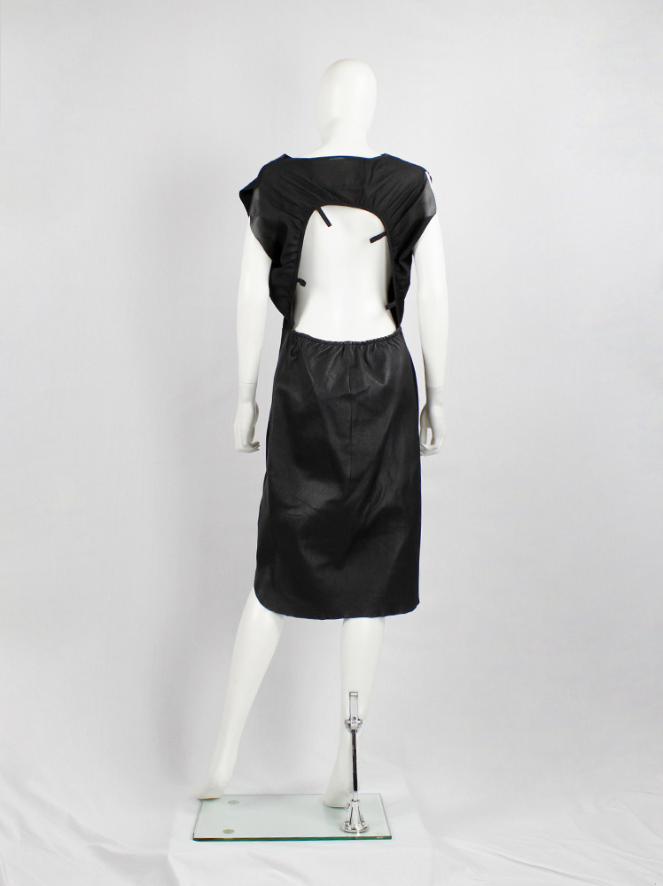 vintage Maison Martin Margiela H&M black backless dress modeled after a car seat cover 2012 (6)