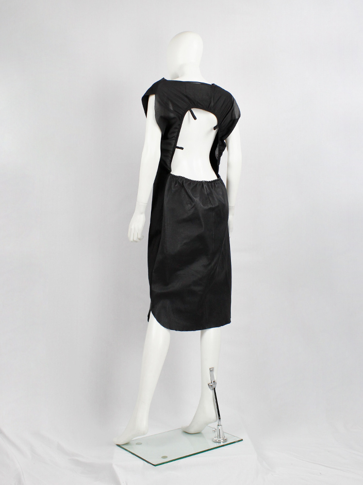 vintage Maison Martin Margiela H&M black backless dress modeled after a car seat cover 2012 (7)