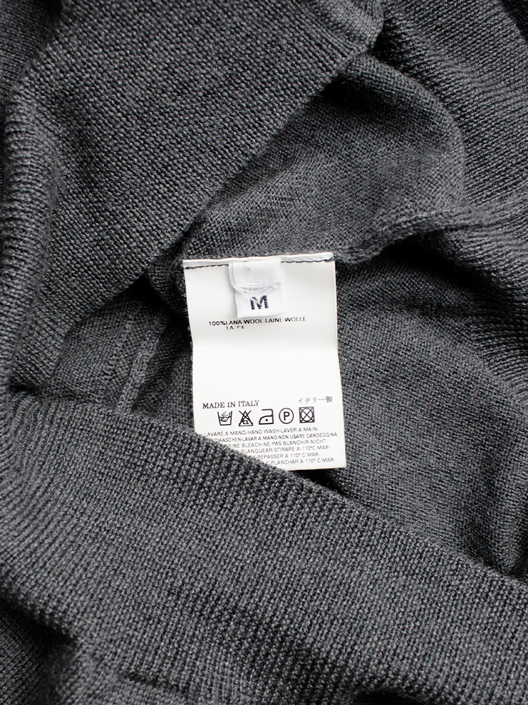 vintage Maison Martin Margiela grey-blue cardigan with collar elongated into a hood fall 2005 (10)