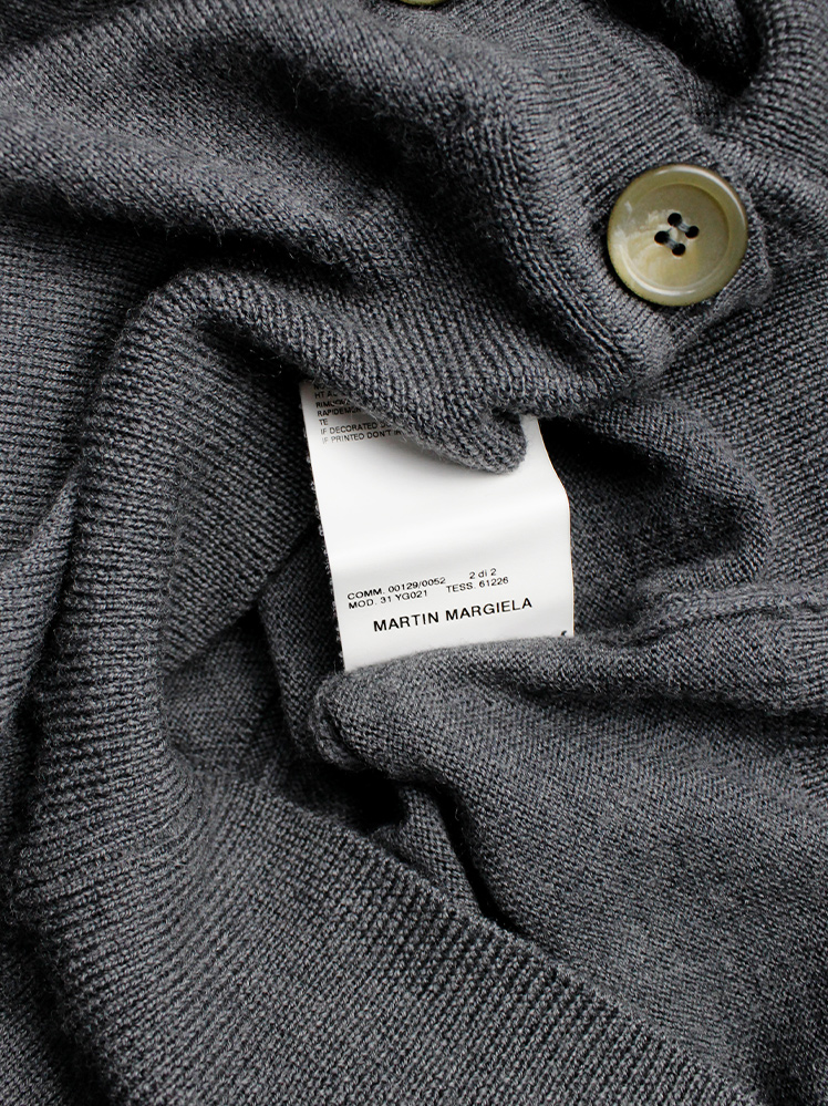 vintage Maison Martin Margiela grey-blue cardigan with collar elongated into a hood fall 2005 (11)