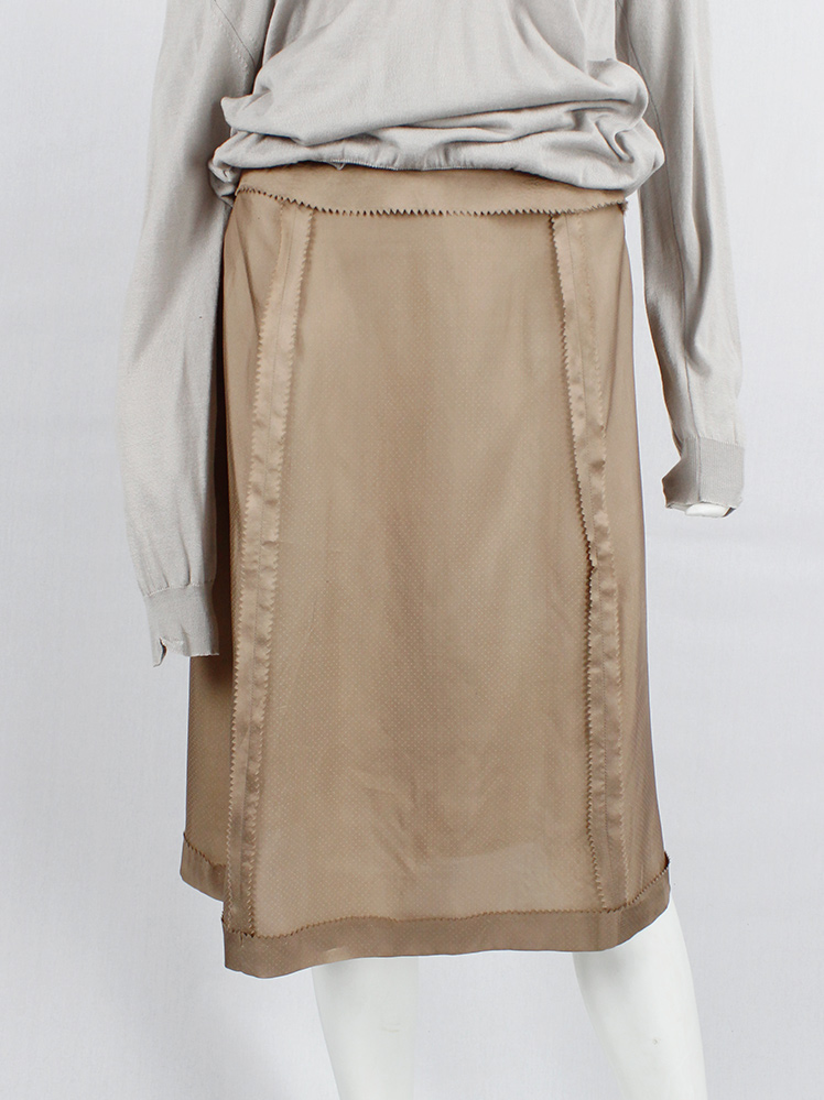 vintage Maison Martin Margiela old rose midi-length skirt with inside out seams spring 2006 (1)