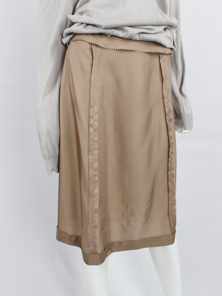vintage Maison Martin Margiela old rose midi-length skirt with inside out seams spring 2006 (5)