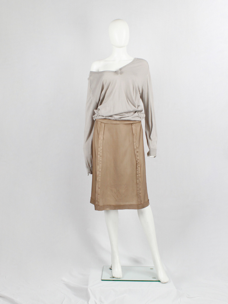 vintage Maison Martin Margiela old rose midi-length skirt with inside out seams spring 2006 (6)