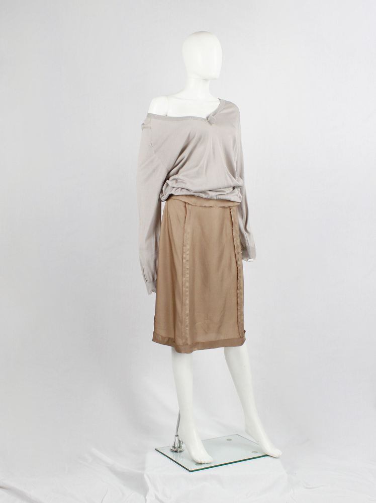 vintage Maison Martin Margiela old rose midi-length skirt with inside out seams spring 2006 (7)