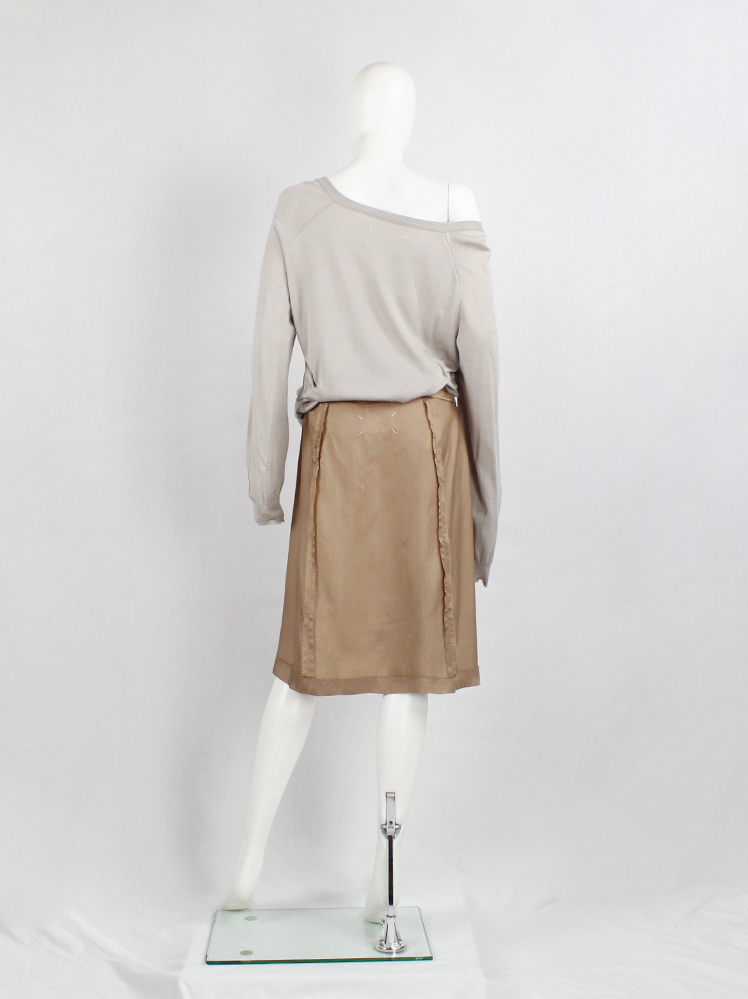 vintage Maison Martin Margiela old rose midi-length skirt with inside out seams spring 2006 (8)