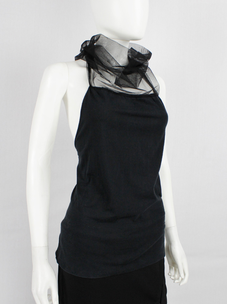 vintage Rick Owens ANTHEM black sleeveless top with sheer top part and standing collar spring 2011 (10)