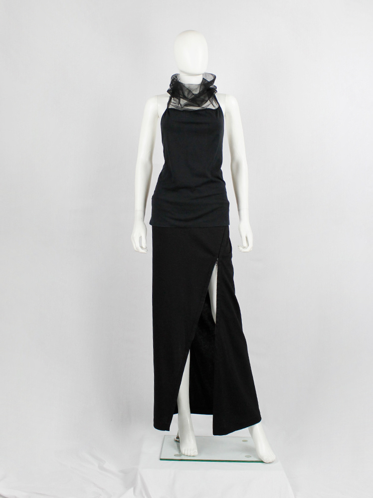 vintage Rick Owens ANTHEM black sleeveless top with sheer top part and standing collar spring 2011 (12)