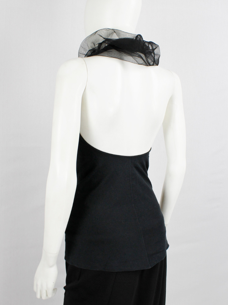 vintage Rick Owens ANTHEM black sleeveless top with sheer top part and standing collar spring 2011 (3)