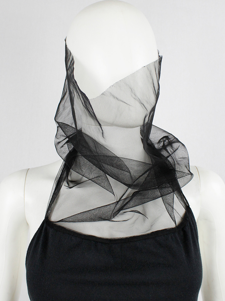 vintage Rick Owens ANTHEM black sleeveless top with sheer top part and standing collar spring 2011 (4)