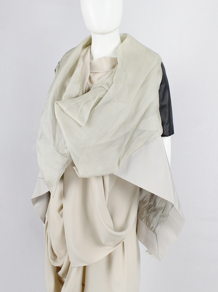 vintage Rick Owens ANTHEM pearl winged jacket with wrapped mesh collar and black leather sleeves spring 2011 (21)