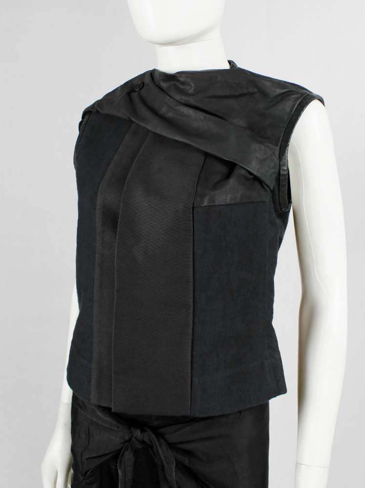 vintage Rick Owens NASKA black sleeveless panelled vest with leather drape spring 2012 (11)