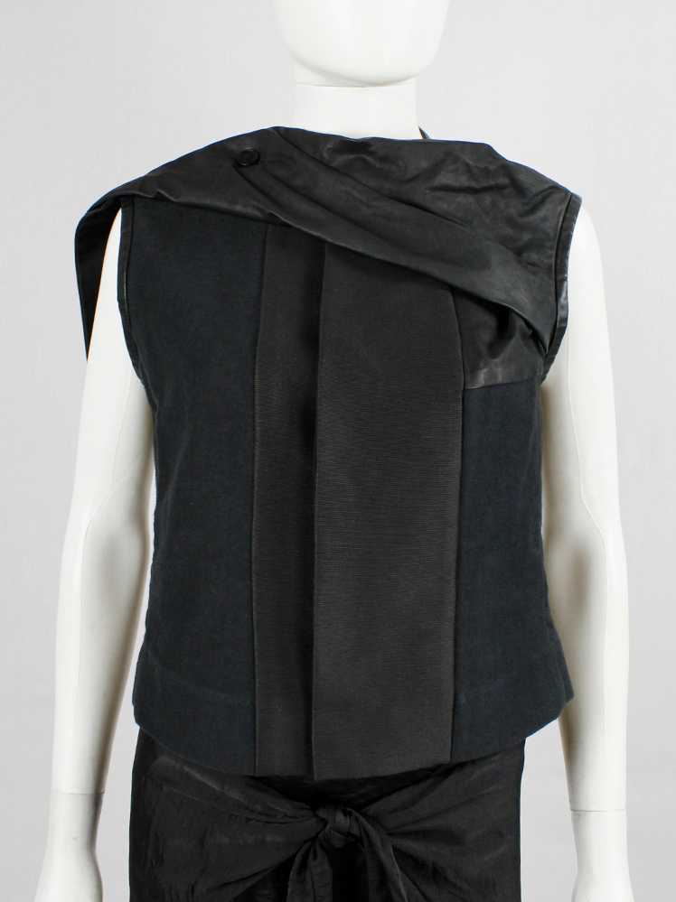 vintage Rick Owens NASKA black sleeveless panelled vest with leather drape spring 2012 (12)