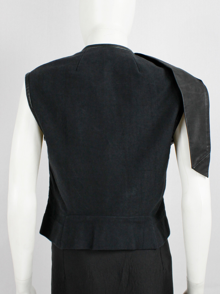vintage Rick Owens NASKA black sleeveless panelled vest with leather drape spring 2012 (13)
