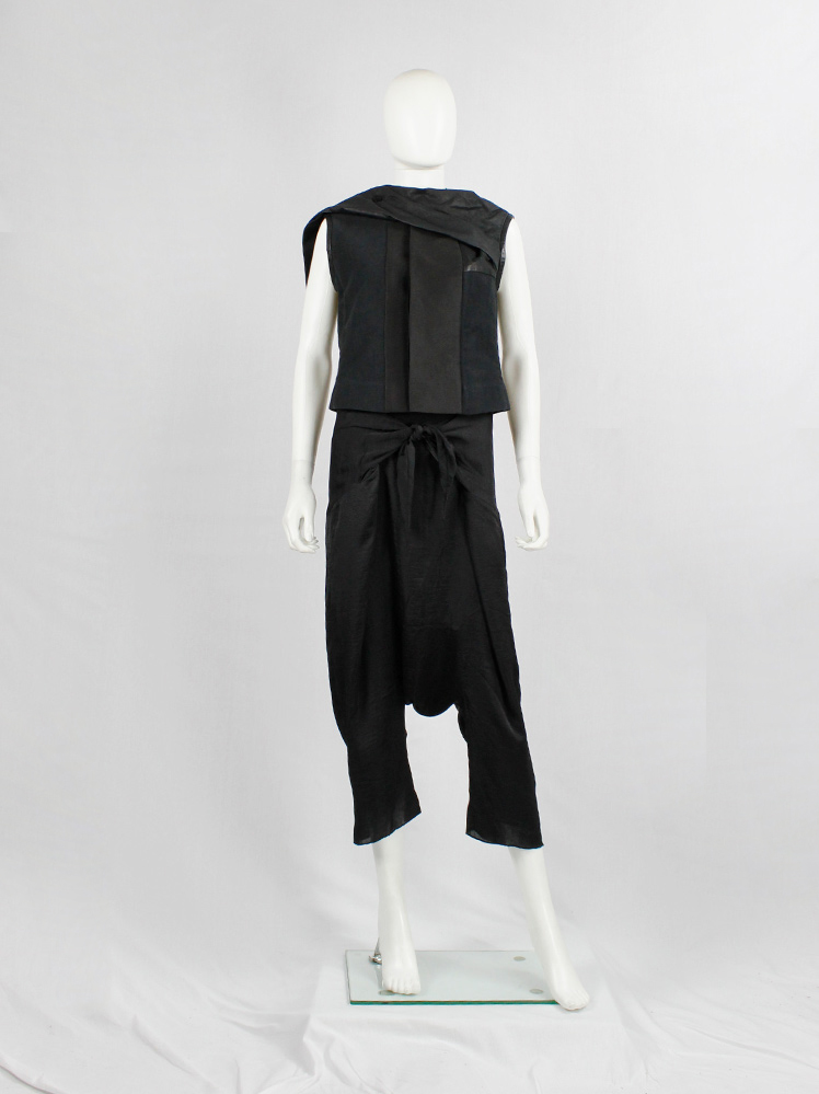 vintage Rick Owens NASKA black sleeveless panelled vest with leather drape spring 2012 (5)