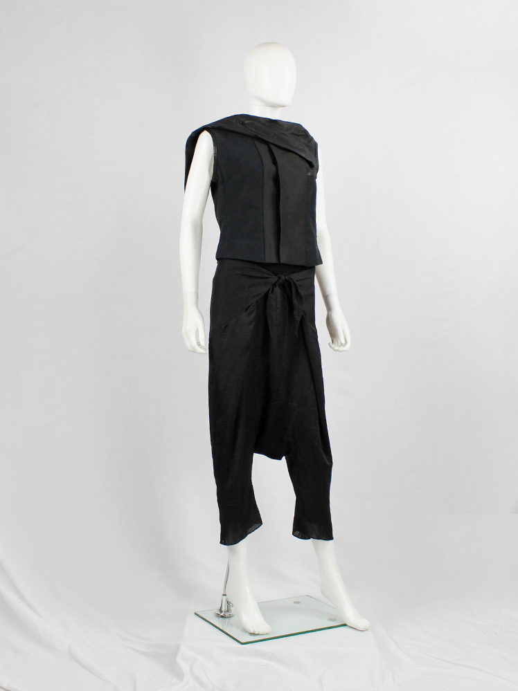 vintage Rick Owens NASKA black sleeveless panelled vest with leather drape spring 2012 (6)